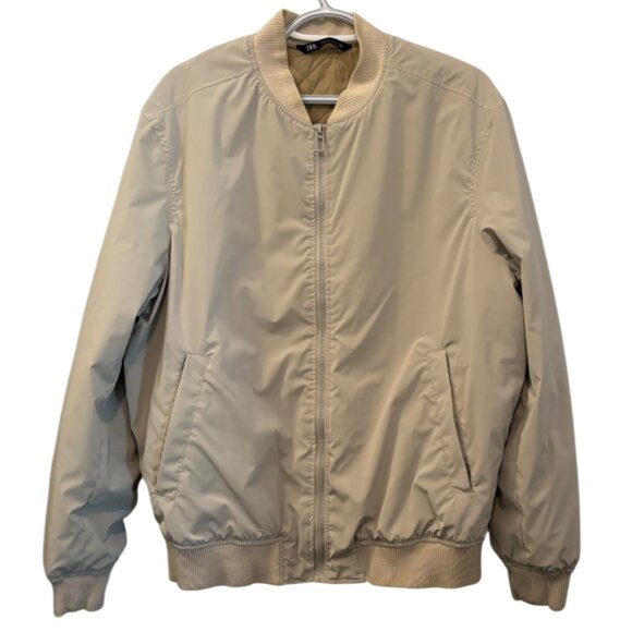 Zara cream quilted lining padded oversized bomber jacket size L - Picture 3 of 9